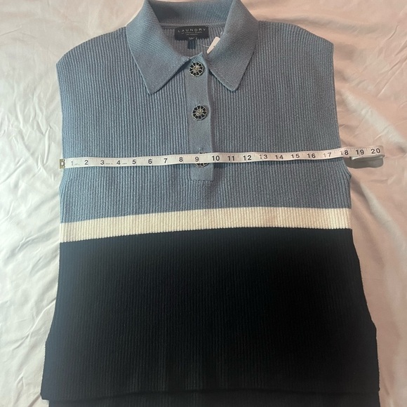 Laundry By Shelli Segal Dusty Blue Collared Knit Top - Picture 4 of 10